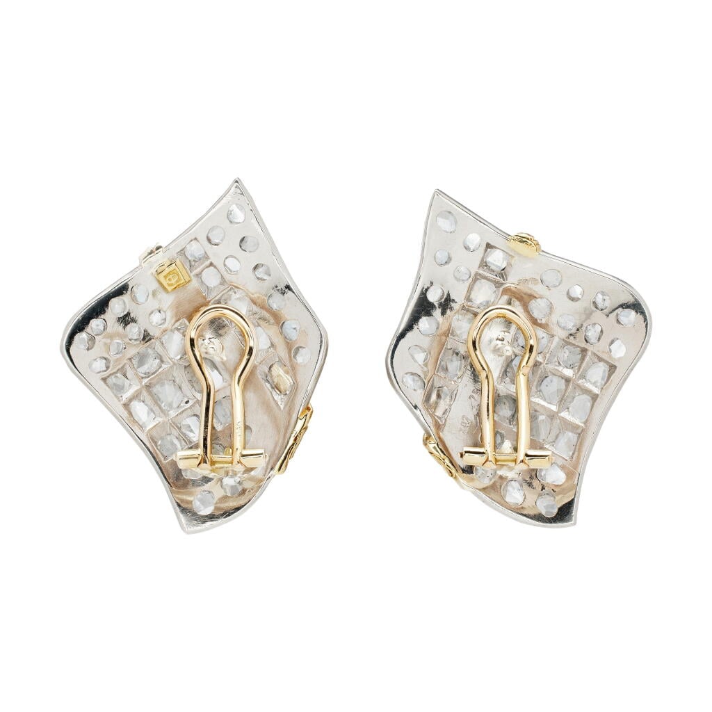 Gold, White Gold, and Diamond Earclips