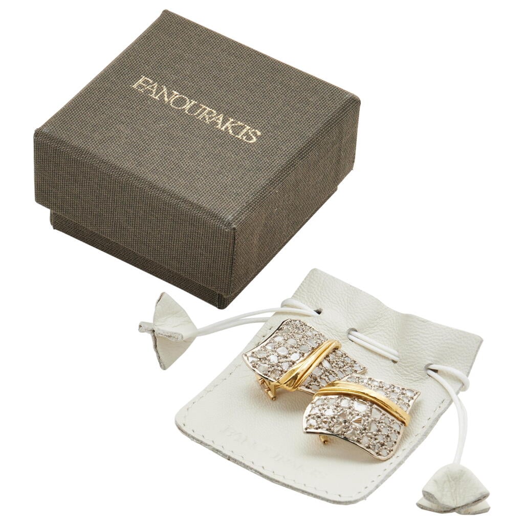 Gold, White Gold, and Diamond Earclips