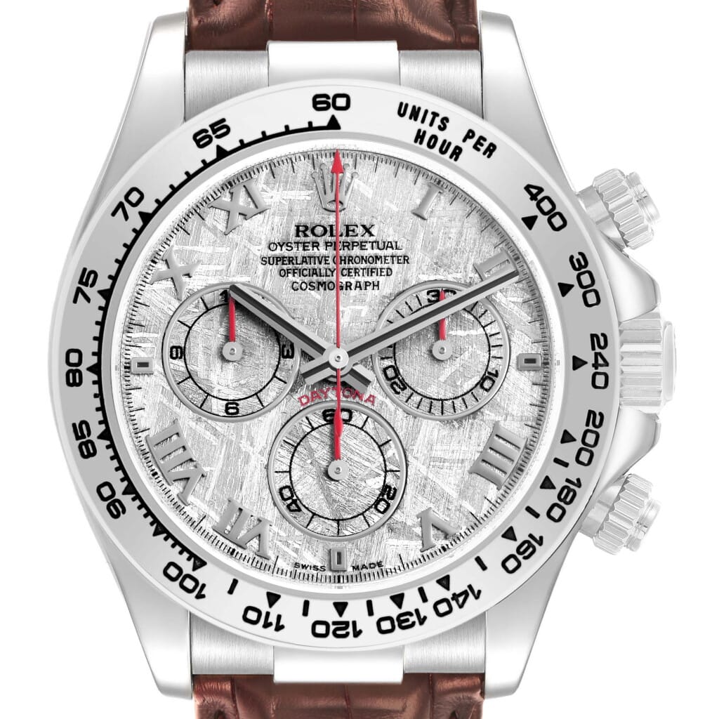 Cosmograph Daytona Meteorite Dial (Reference 116519). A 40mm white gold automatic wristwatch with chronograph. 2005