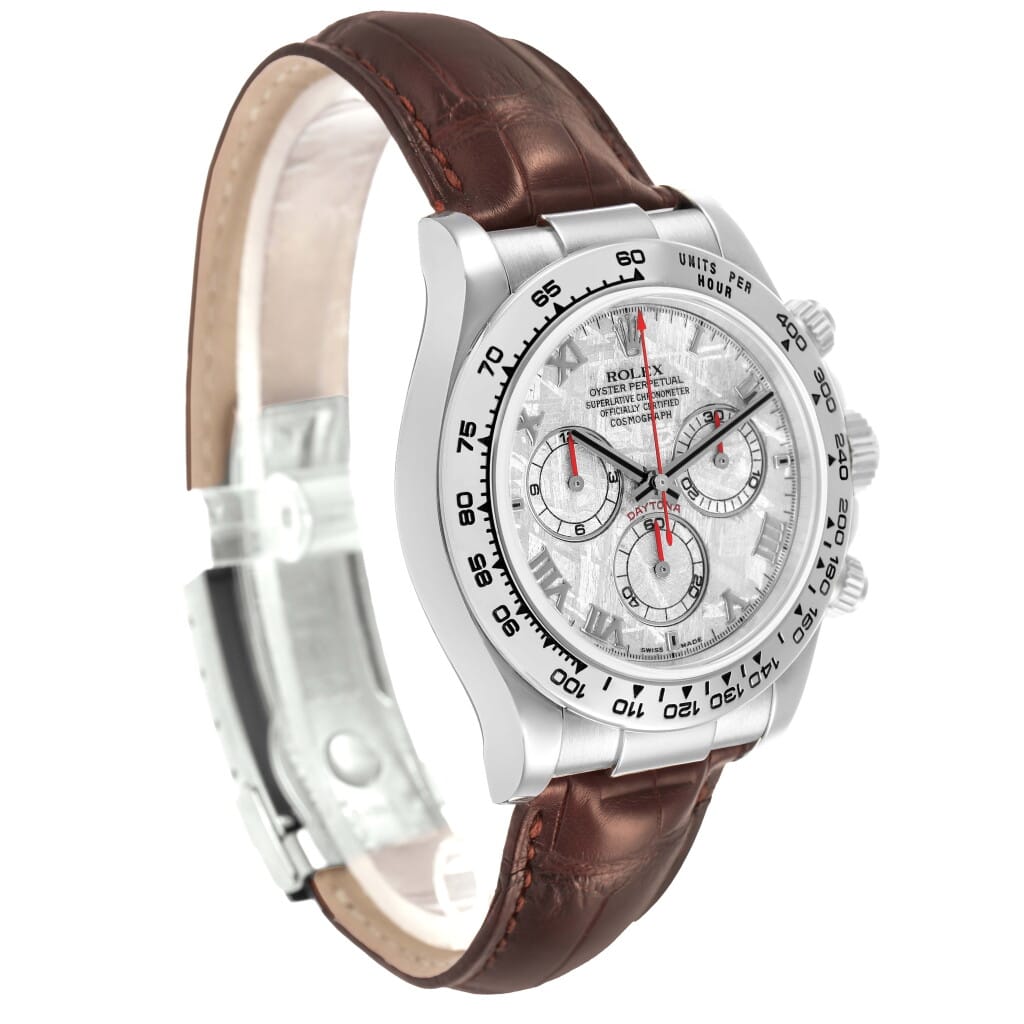 Cosmograph Daytona Meteorite Dial (Reference 116519). A 40mm white gold automatic wristwatch with chronograph. 2005