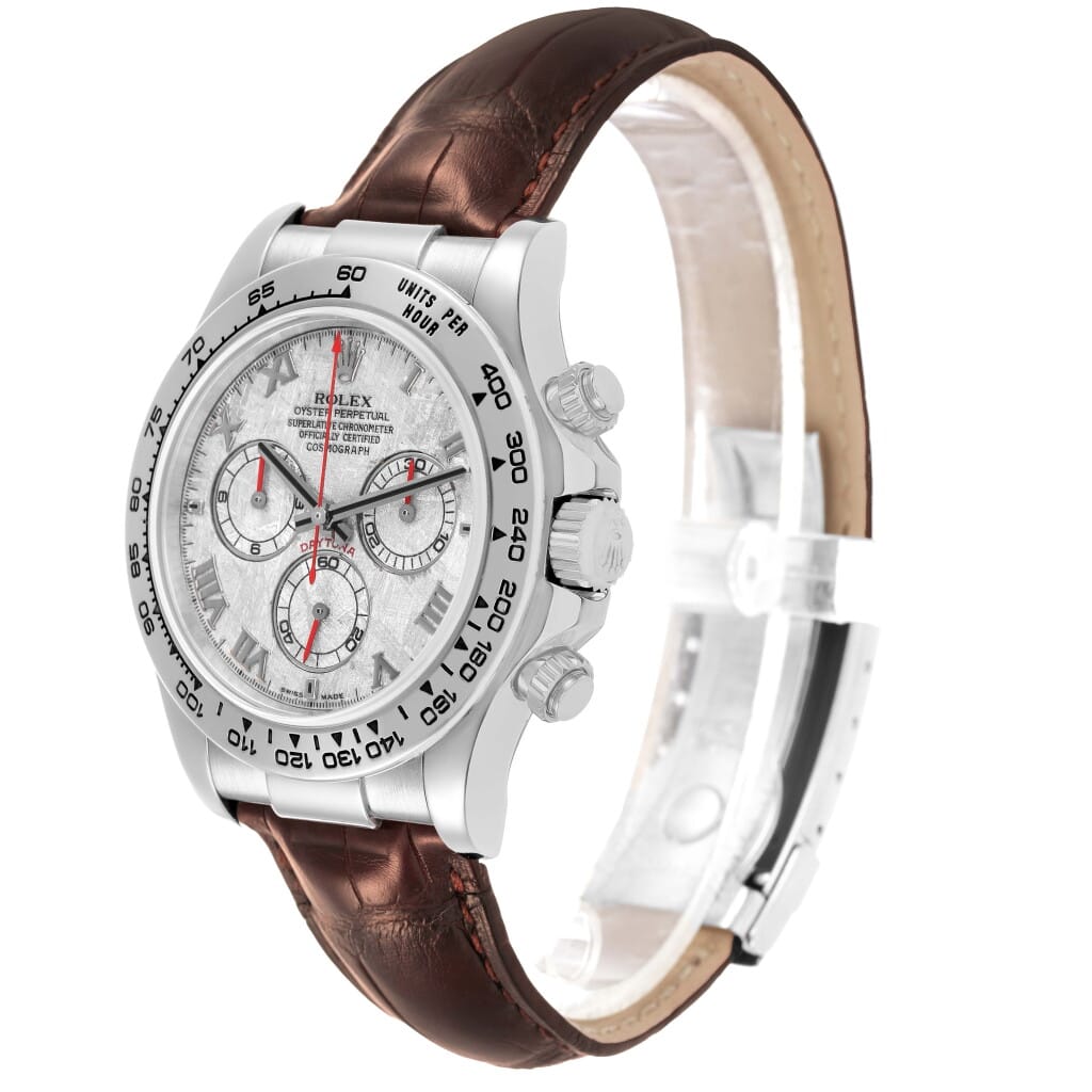 Cosmograph Daytona Meteorite Dial (Reference 116519). A 40mm white gold automatic wristwatch with chronograph. 2005