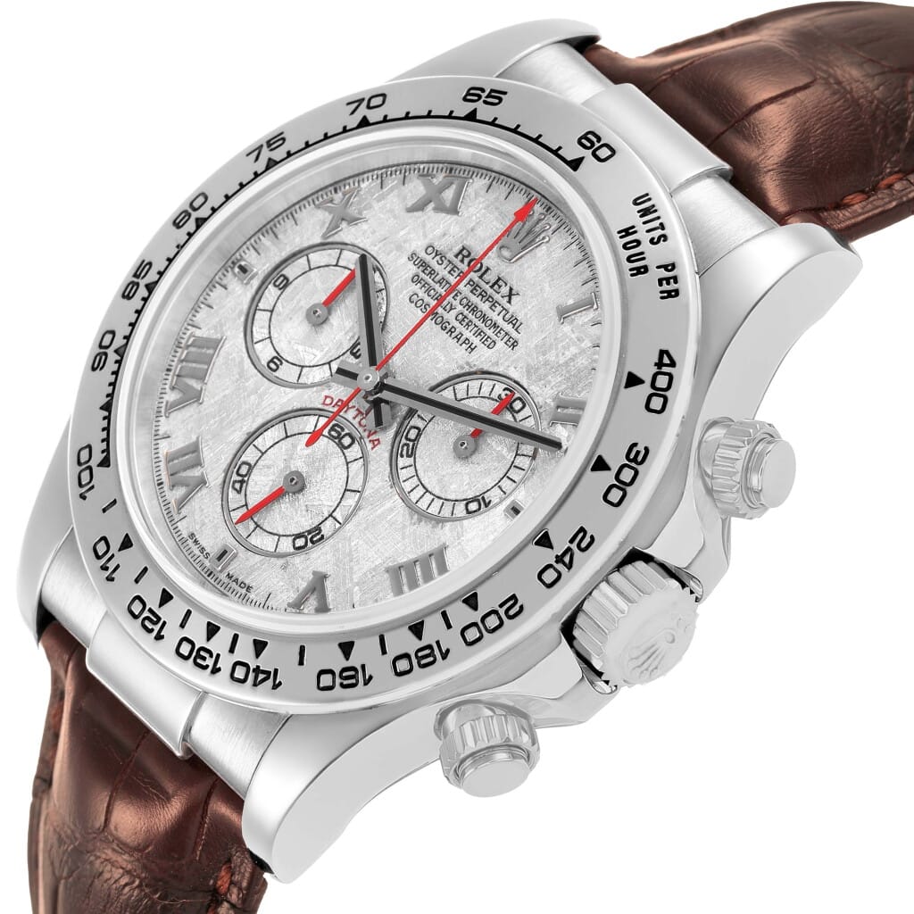 Cosmograph Daytona Meteorite Dial (Reference 116519). A 40mm white gold automatic wristwatch with chronograph. 2005