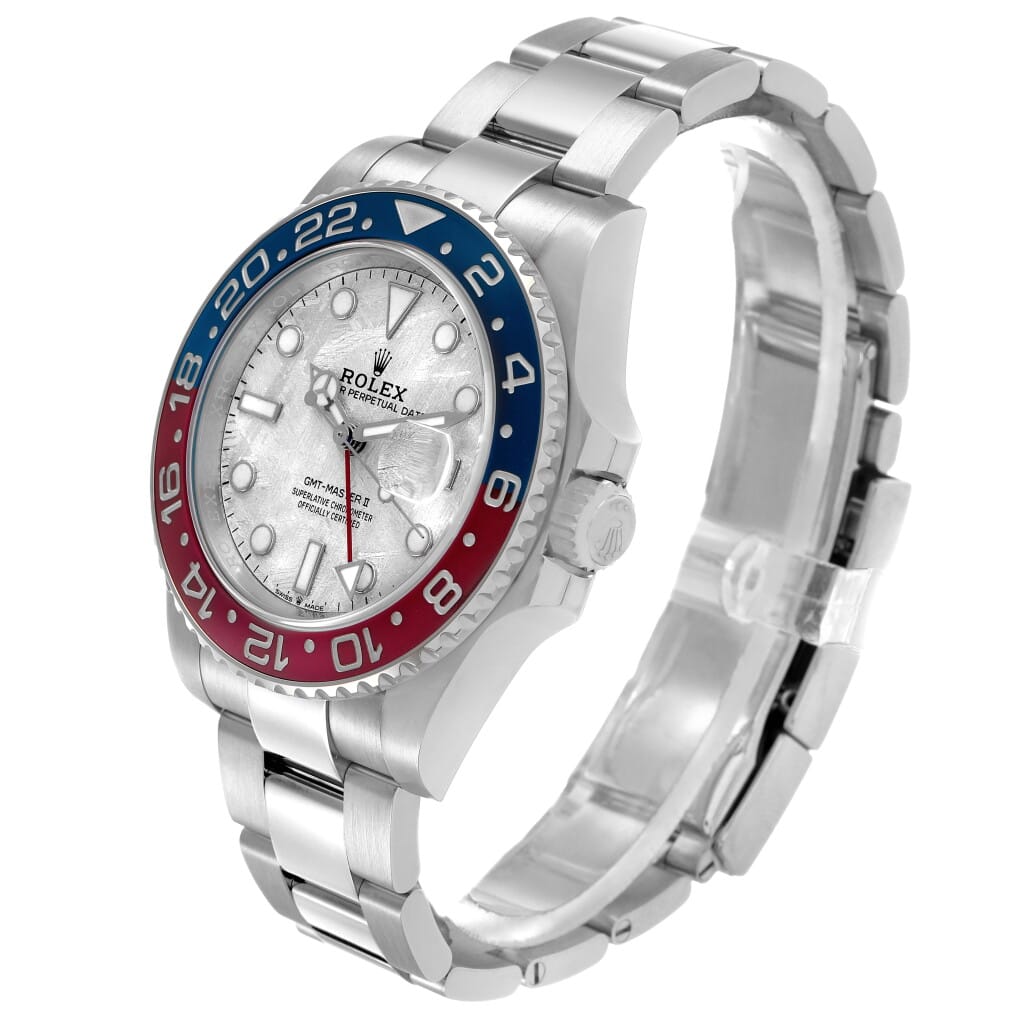 GMT-Master II 'Pepsi' Meteorite Dial (Reference 126719BLRO). A 40mm white gold automatic wristwatch with date and dual time. 2020