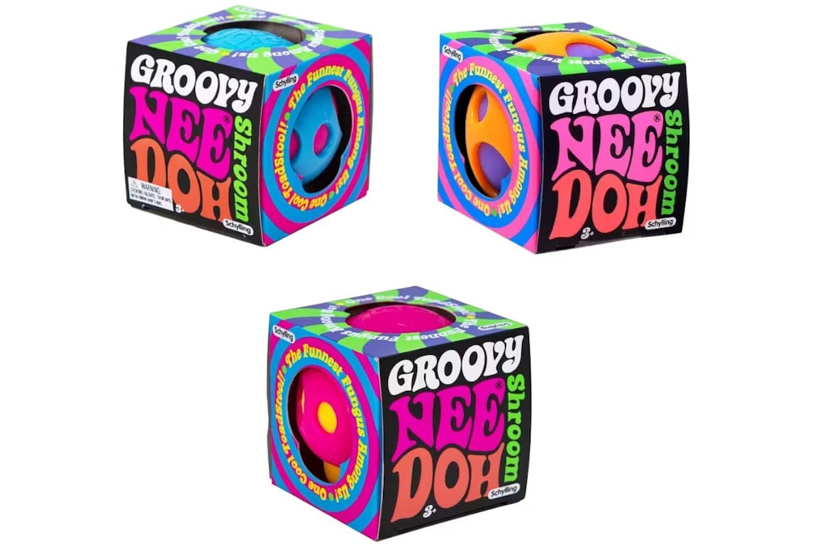 NeeDoh Groovy Shoom Squishy Fidget Toy Set of 3 Pink/ Blue/ Orange