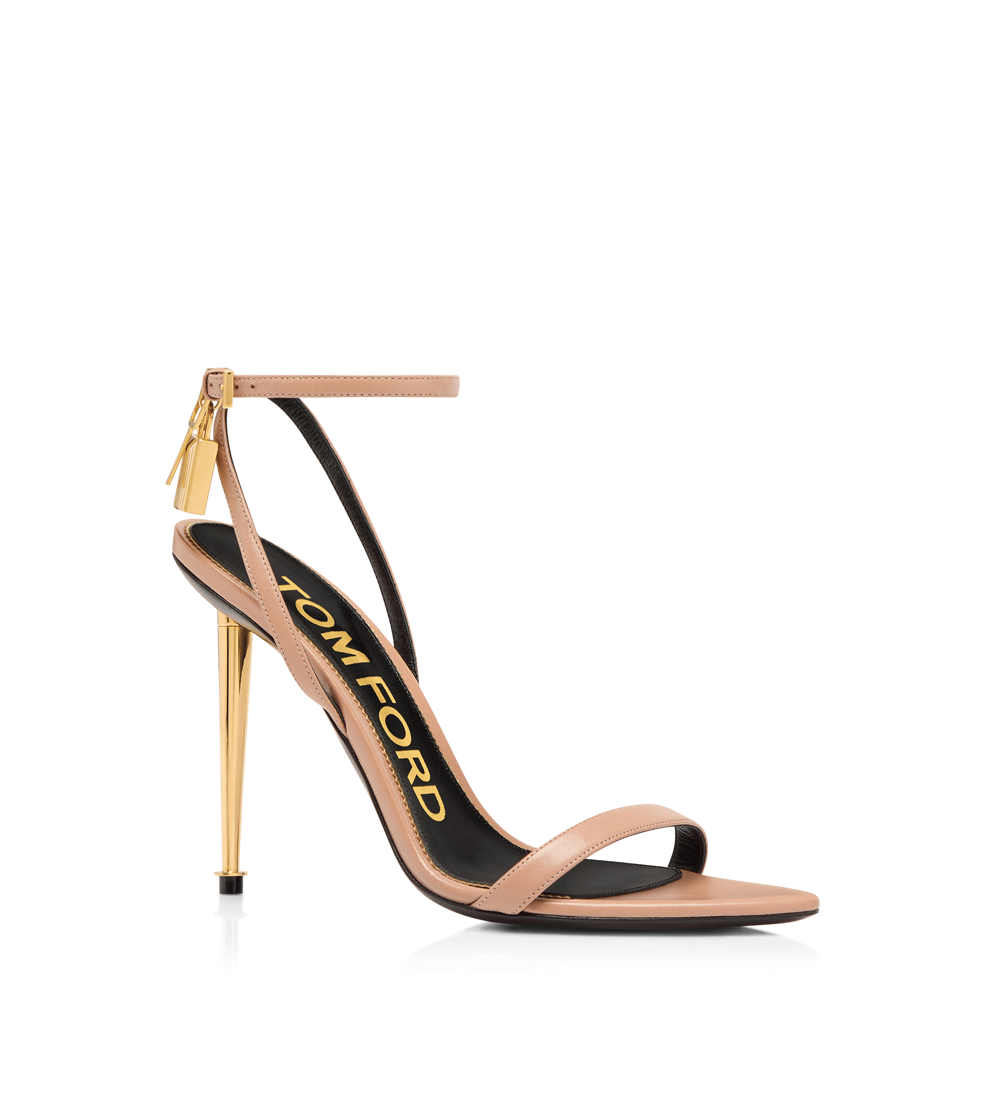 Tom Ford Shiny Leather Padlock Pointy Naked Sandal