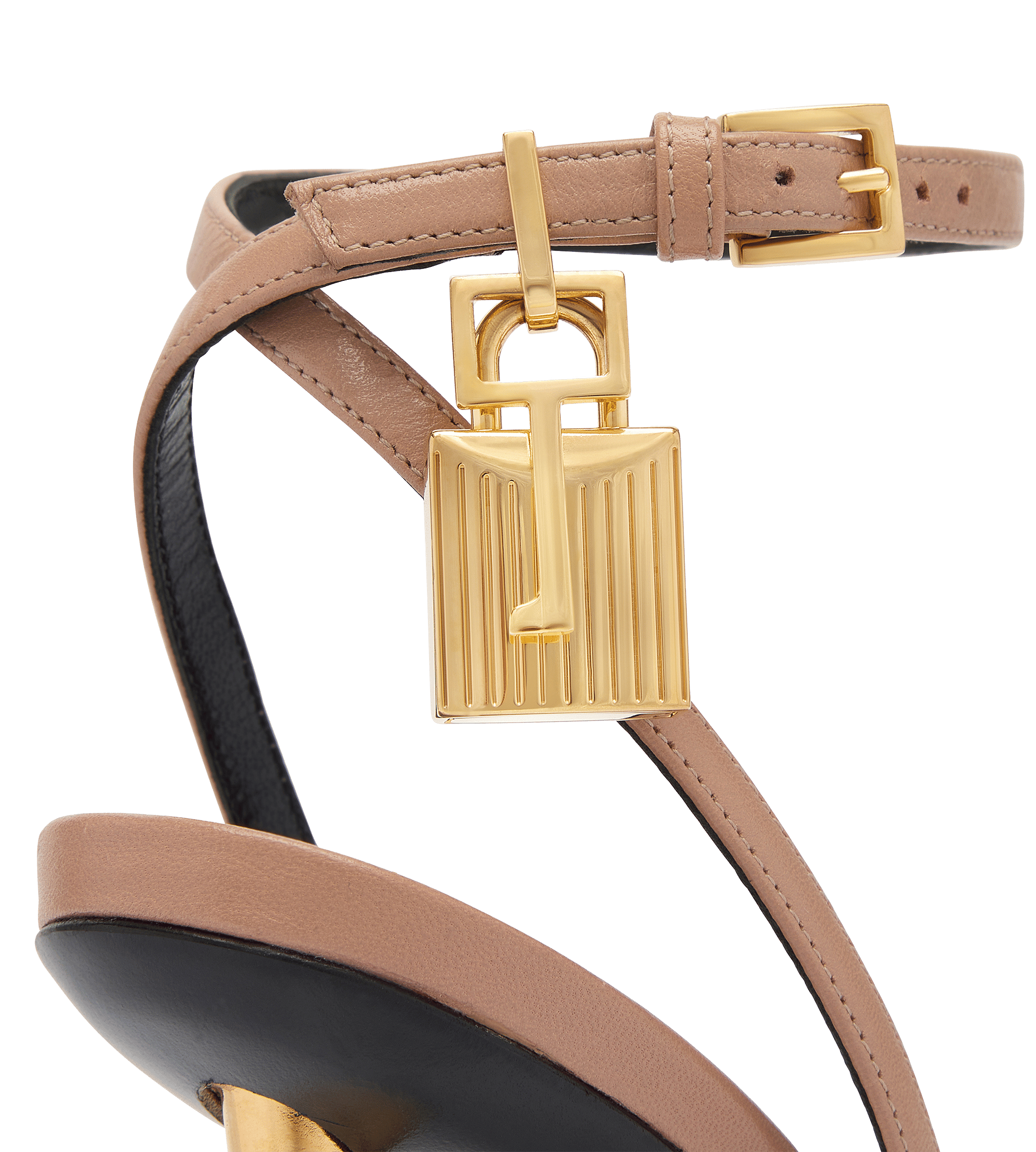 Tom Ford Shiny Leather Padlock Pointy Naked Sandal
