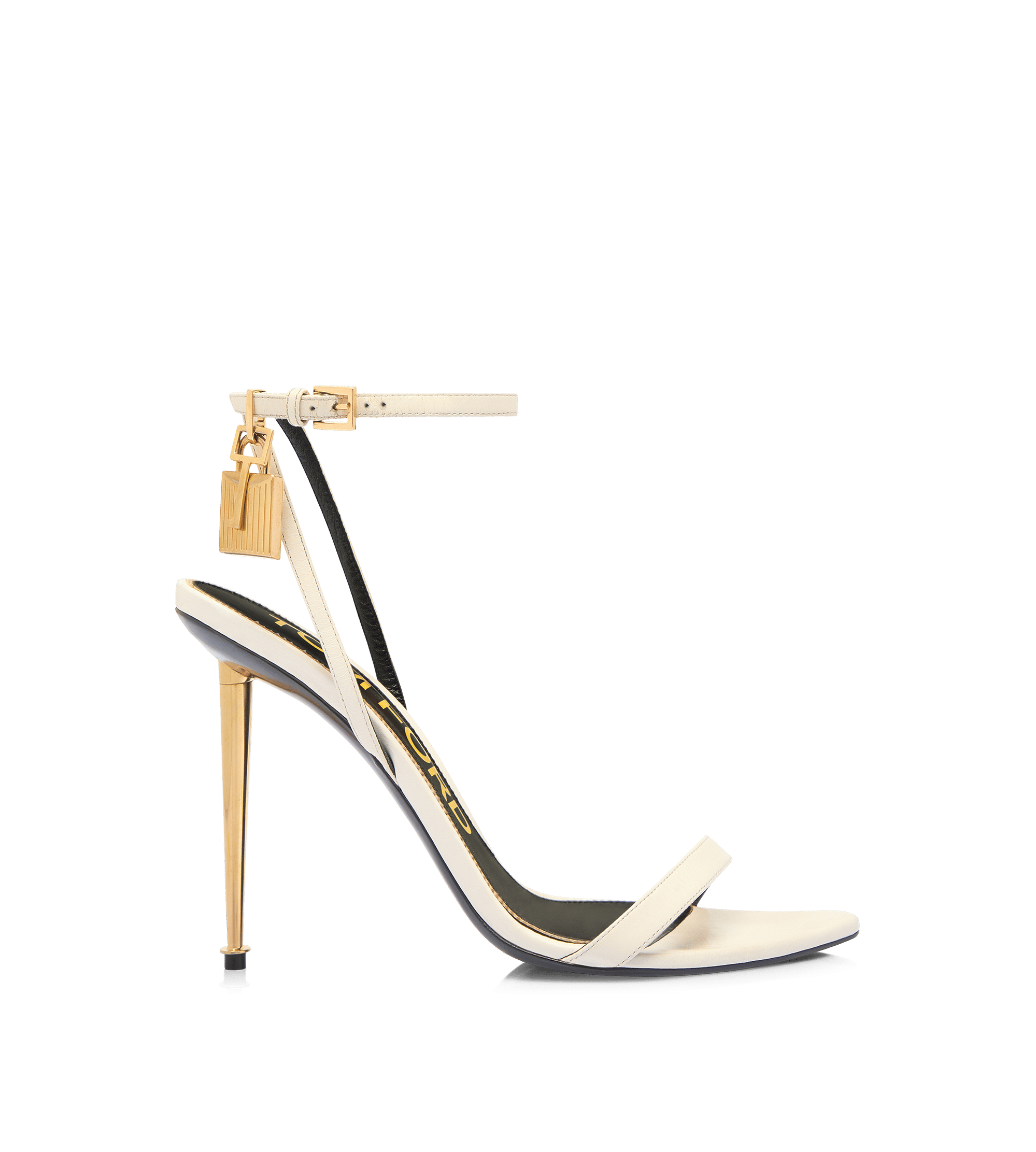 Tom Ford Shiny Leather Padlock Pointy Naked Sandal