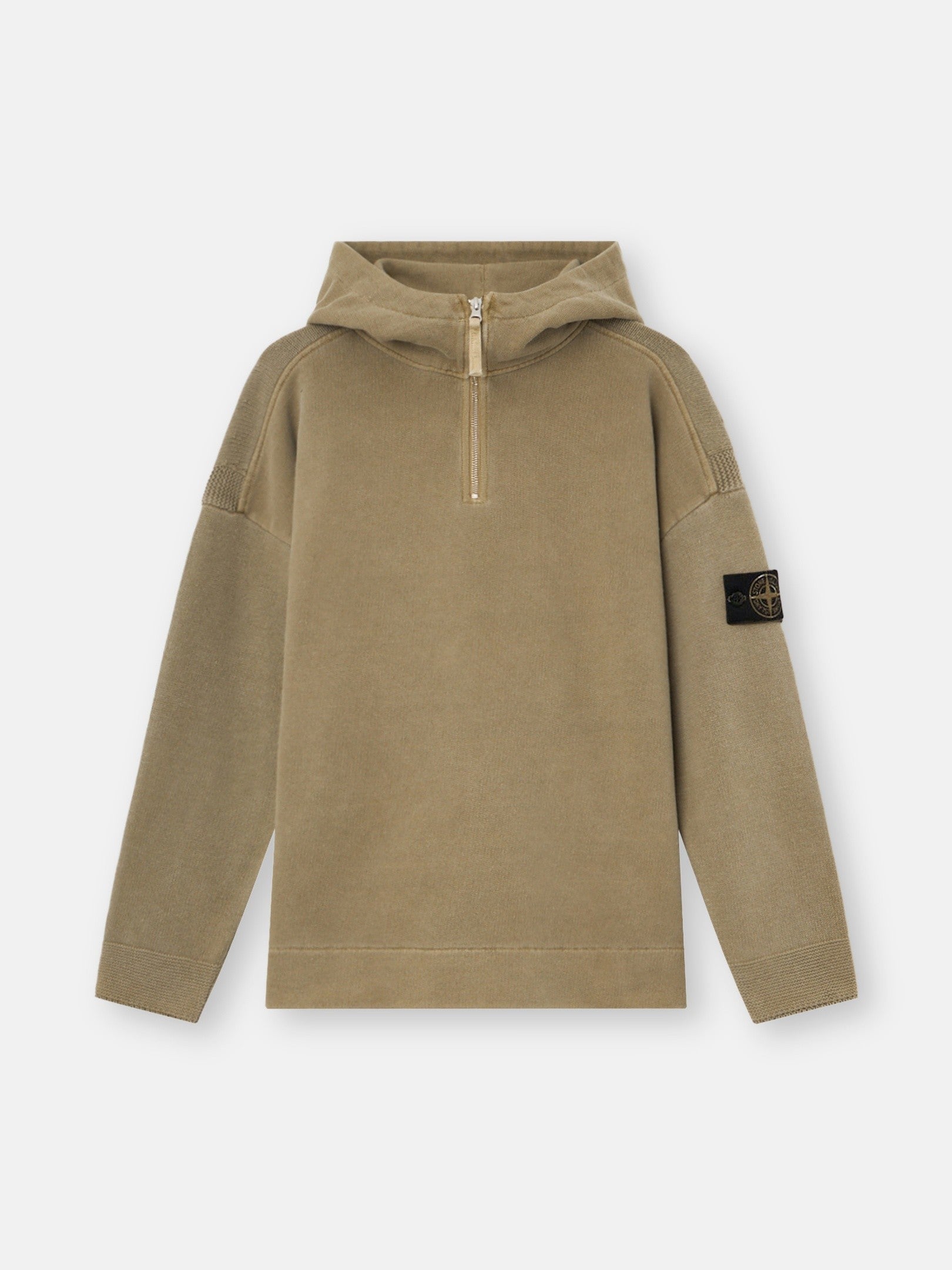 Stone Island Loose-Fit Hooded Half-Zip Sweatshirt with Knit Panels 5100033