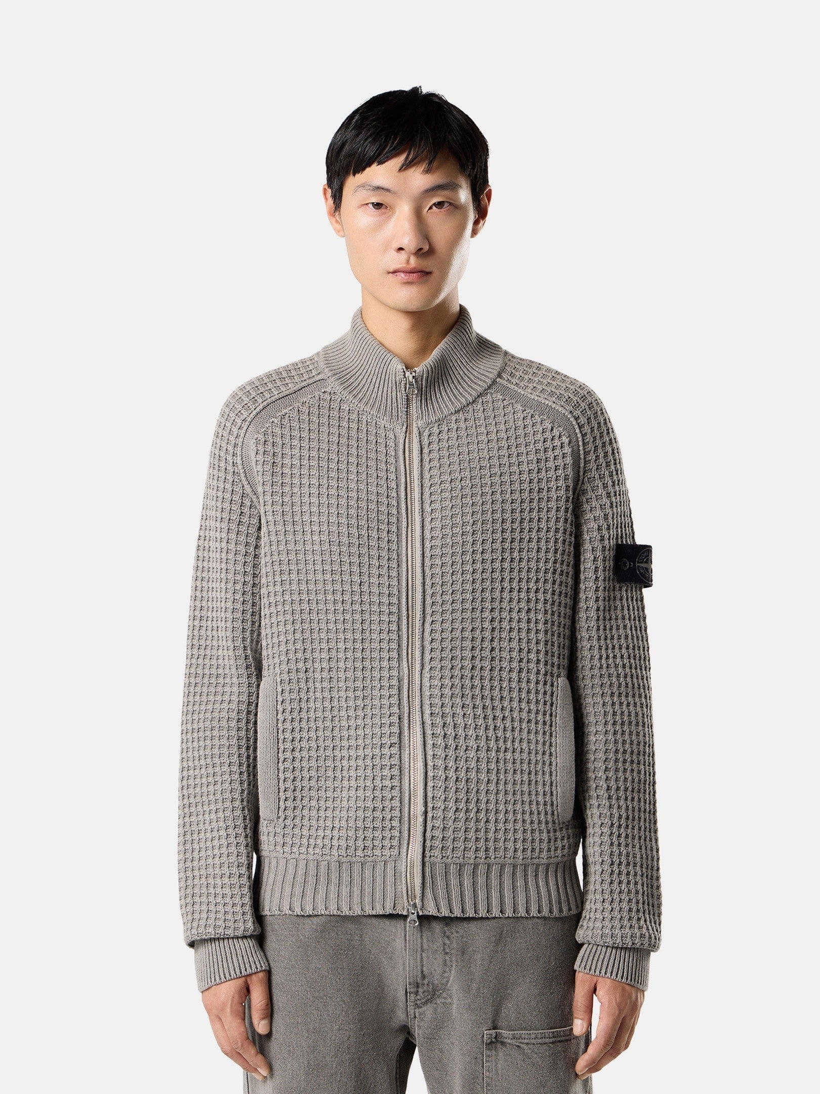 Stone Island Loose-Fit Zip-Up Jumper with Stand Collar 5100034