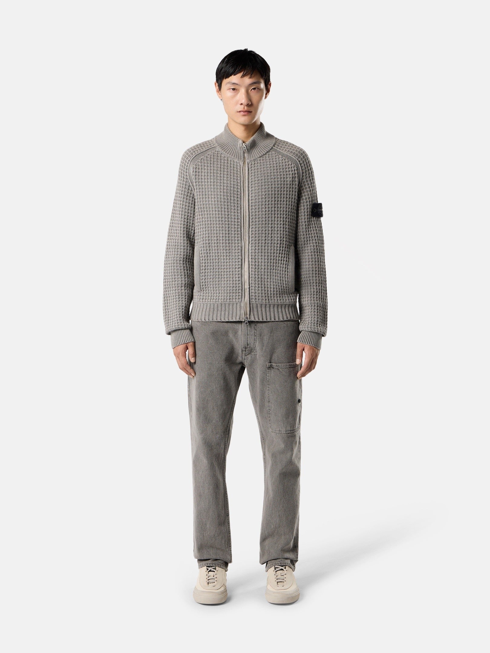 Stone Island Loose-Fit Zip-Up Jumper with Stand Collar 5100034