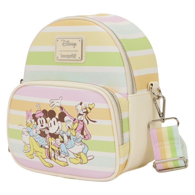 Mickey & Friends Rainbow Stripes Convertible Mini Backpack & Crossbody Bag