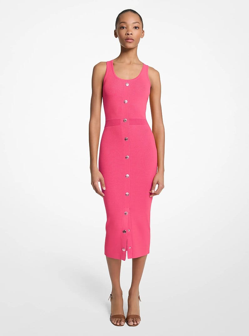 Stretch Viscose Blend Midi Tank Dress