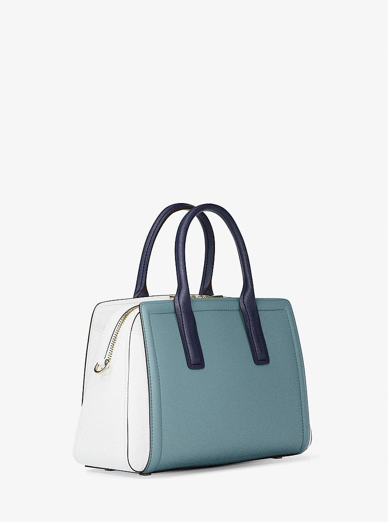 Laila Medium Color-Block Pebbled Leather Satchel