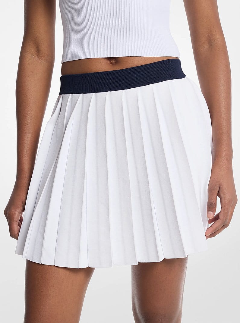 Pleated Stretch Knit Skirt