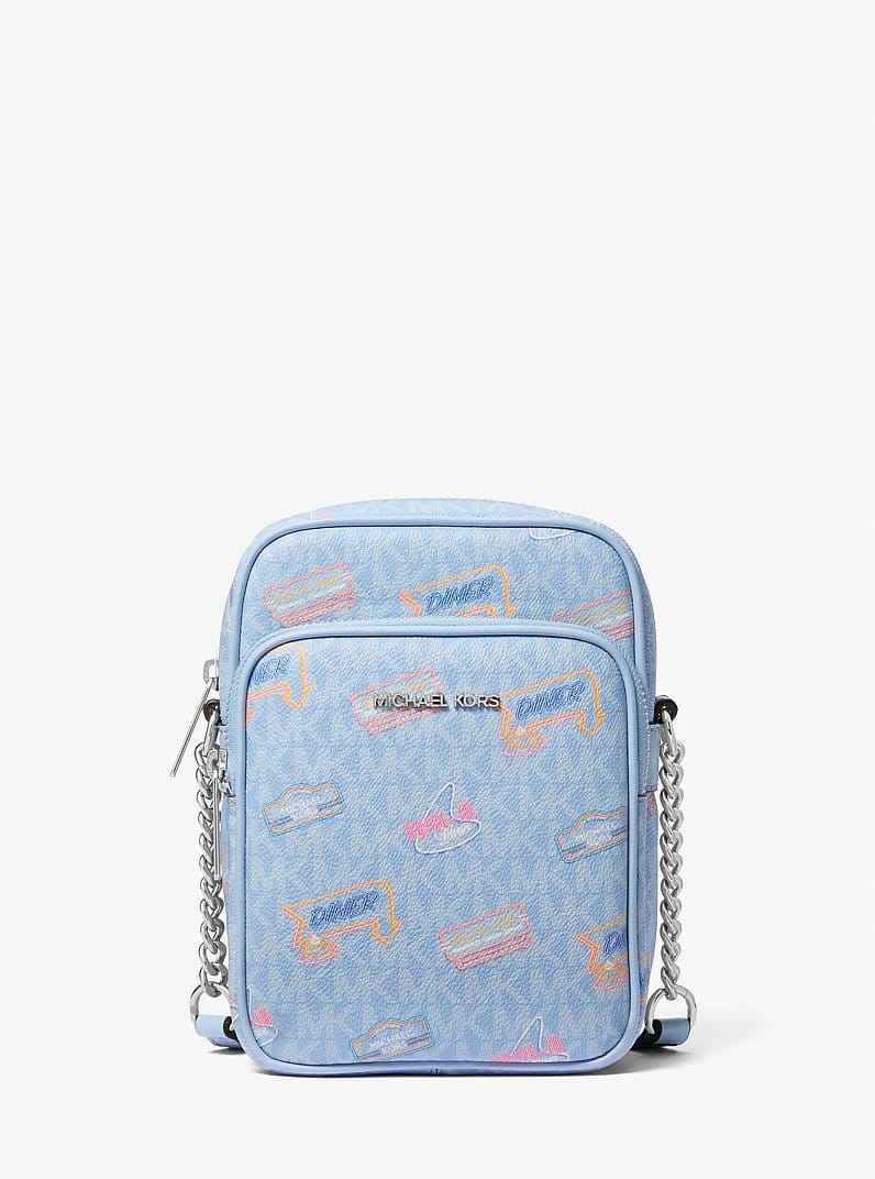 Jet Set Medium Printed Signature Logo Crossbody Bag
