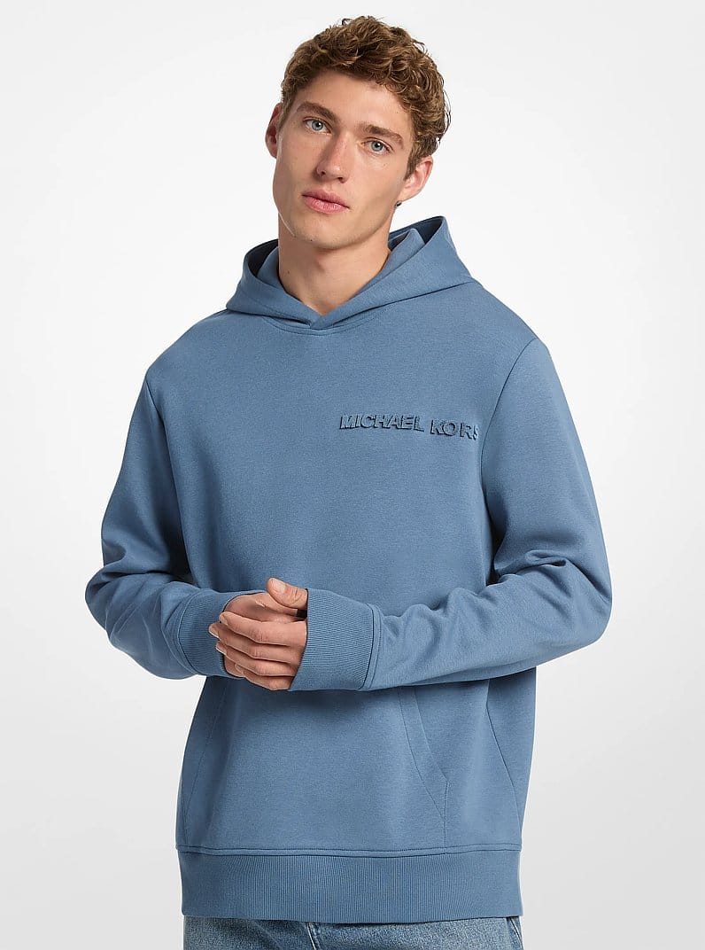 Embossed Logo Cotton Blend Hoodie
