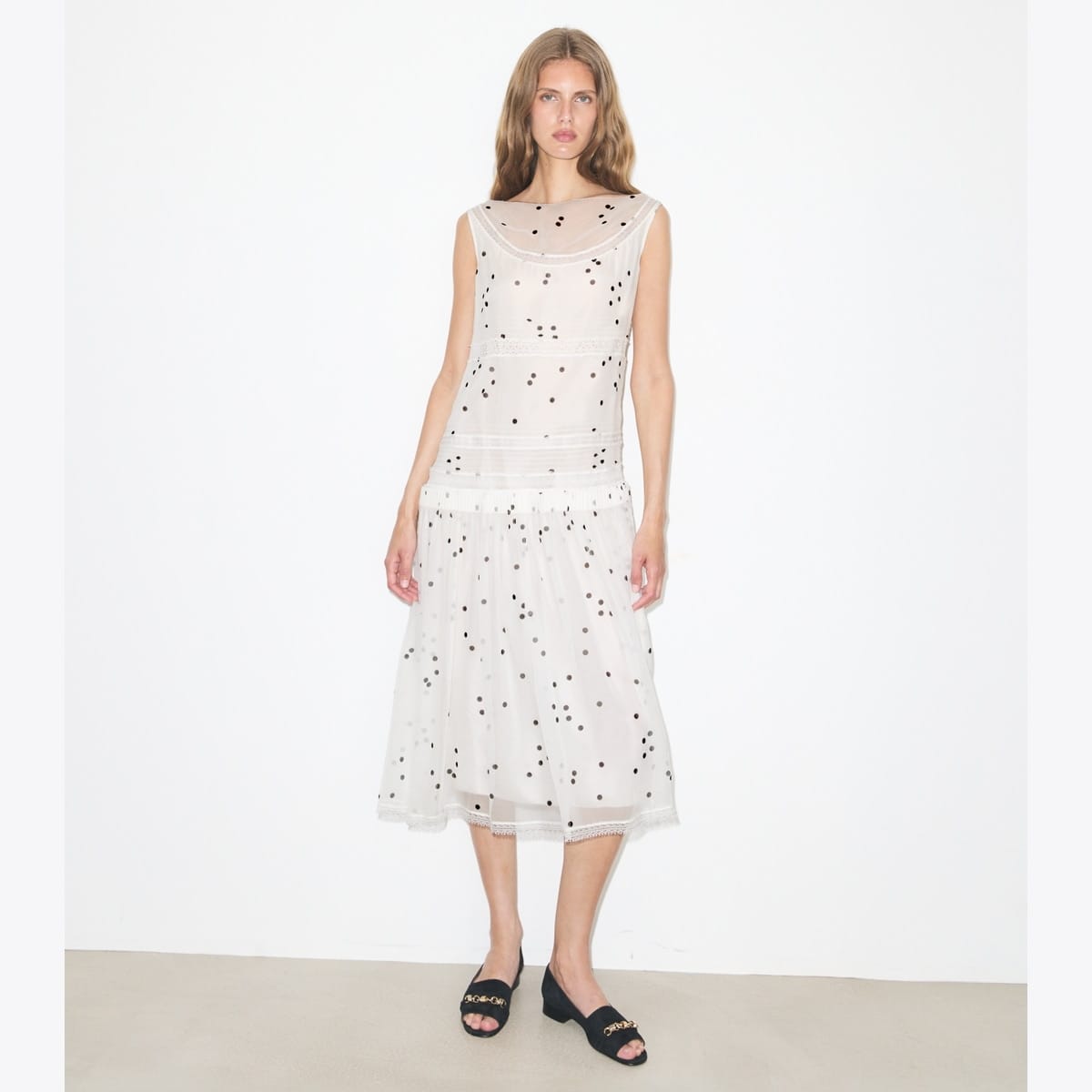 Pleated Silk Lace Dress