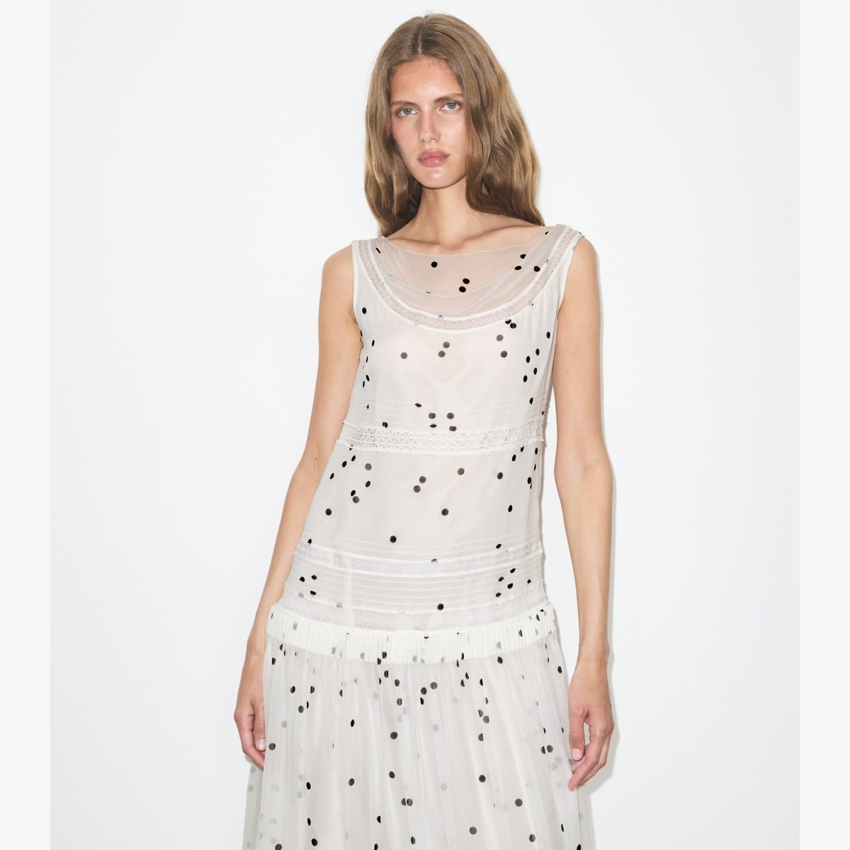 Pleated Silk Lace Dress