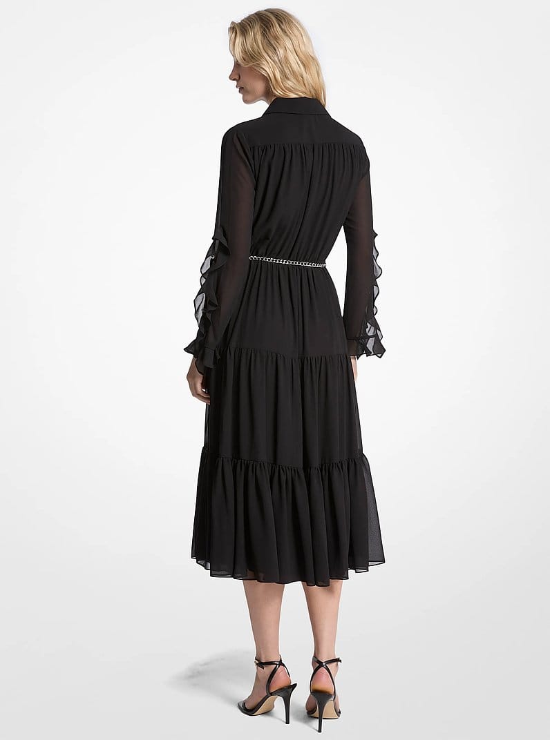 Ruffled Georgette Midi Dress