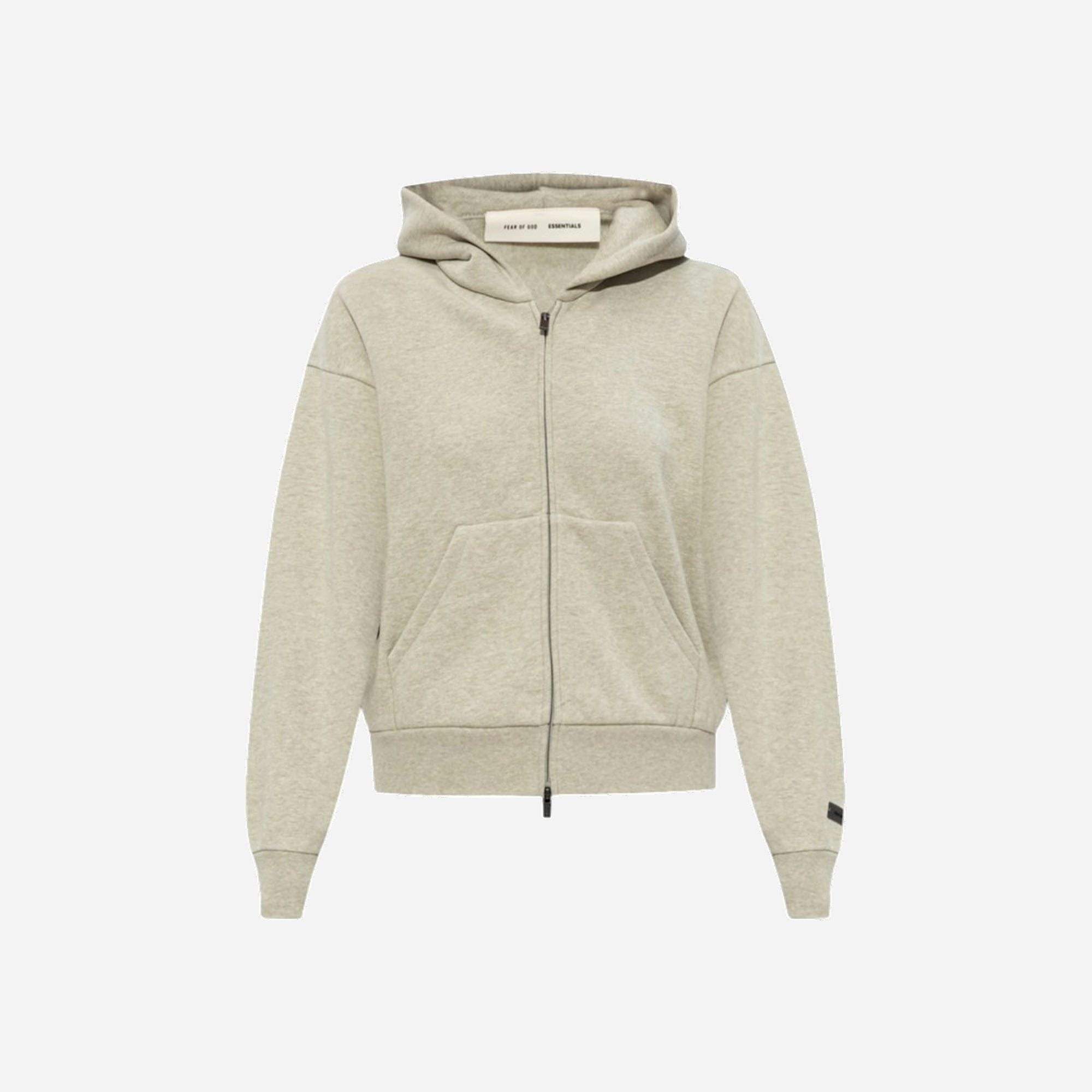 Fear Of God Essentials SS25 Womens Classic Fleece Zip-Up Hoodie- Heather Stone