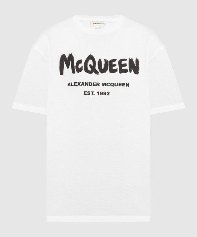 White t-shirt with Mcqueen Graffiti print
