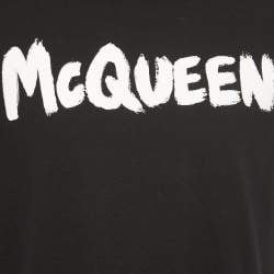 Alexander McQueen Black Cotton Graffiti Logo T-Shirt L
