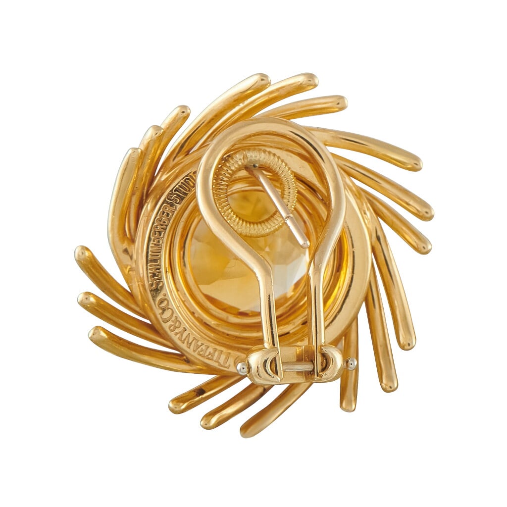 Gold and Citrine Pinwheel Earclips