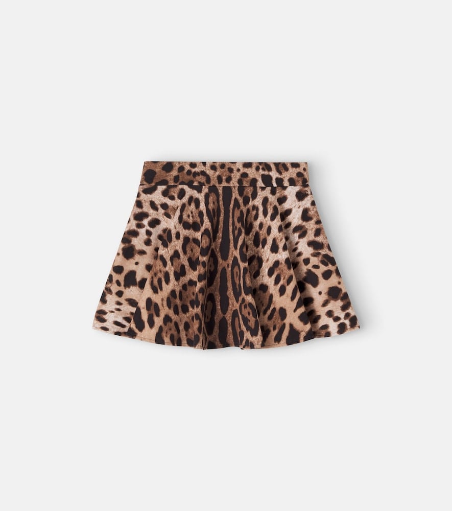 Leopard-print cotton jersey skirt