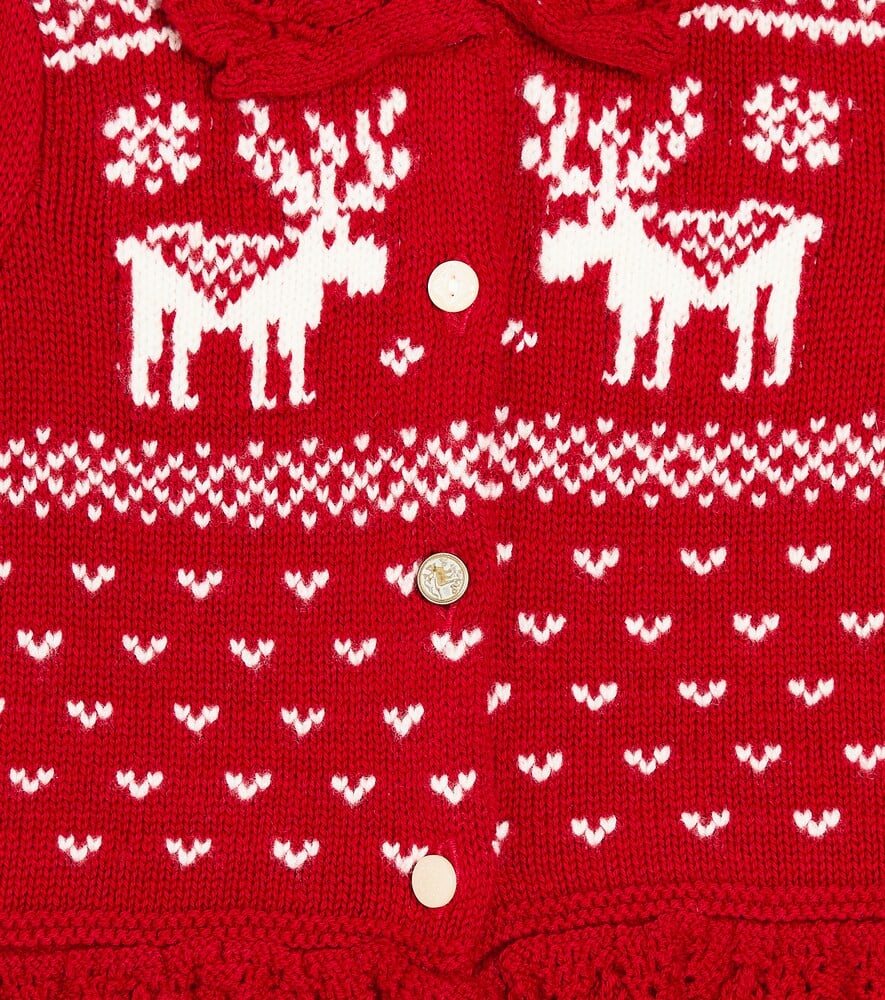 Baby intarsia cotton and wool cardigan