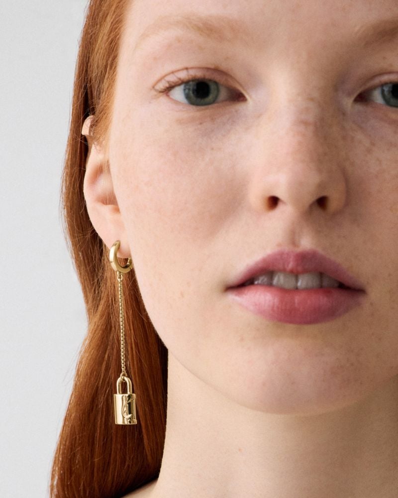 Spade Lock Asymmetrical Linear Earrings