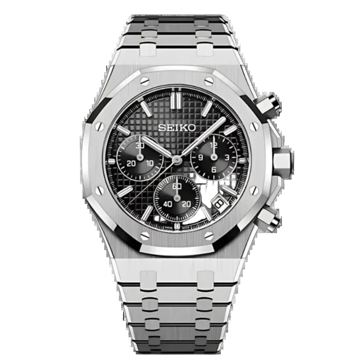Seiko Mod Royal Oak Chronograph Black (Original Seiko Movement)