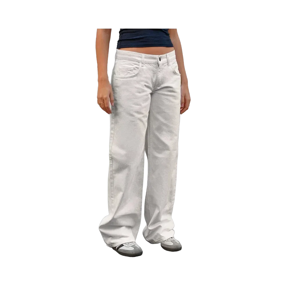 Subdued Low Waist Pants 'White'