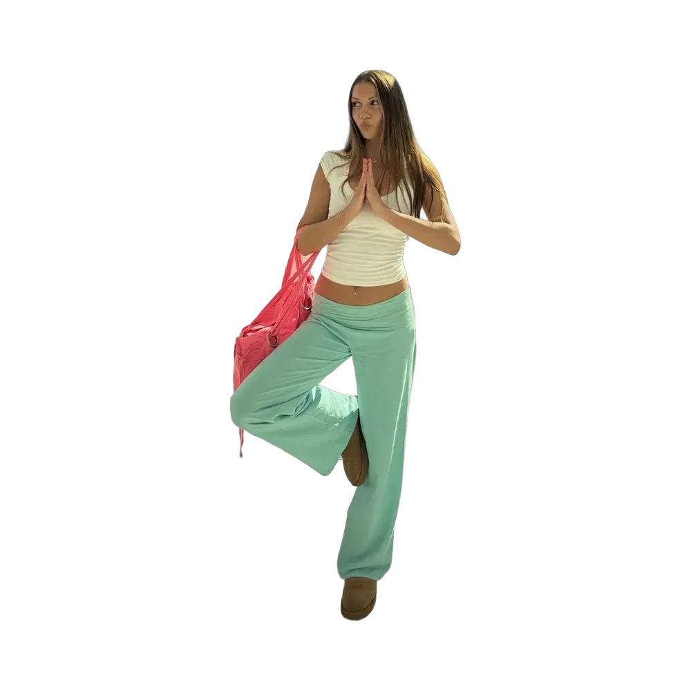 Subdued Waistband Palazzo Pants 'Aquamarine'