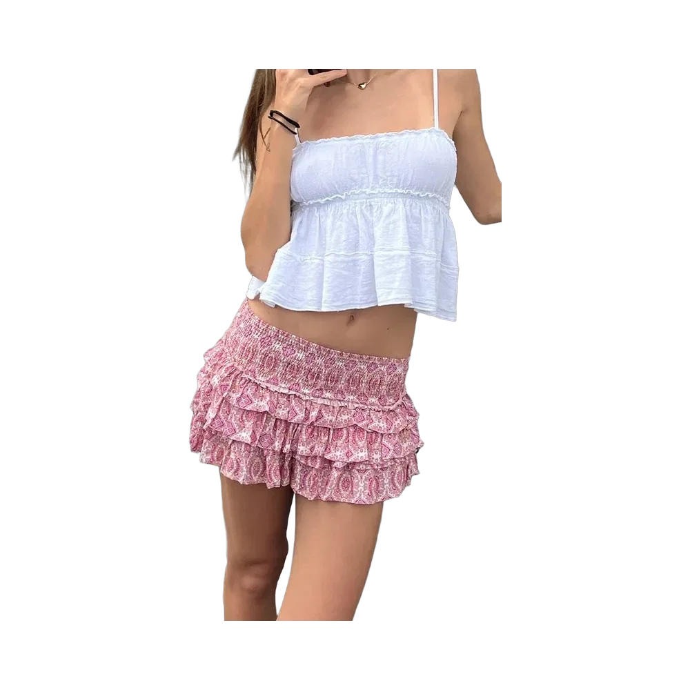 Subdued Mini Ruffle Skort 'Paisley'