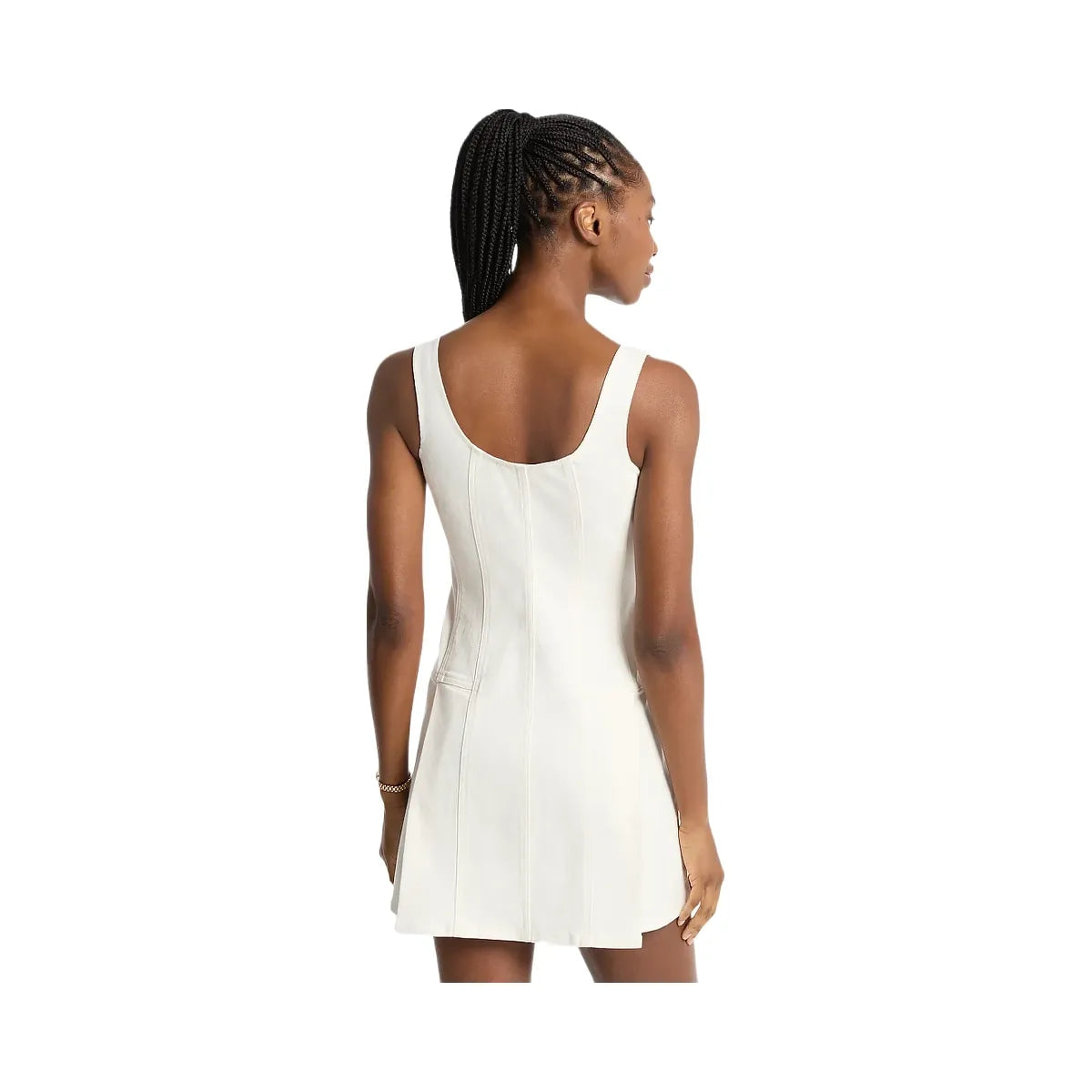Michael Kors Pleated Denim Mini Dress Bone