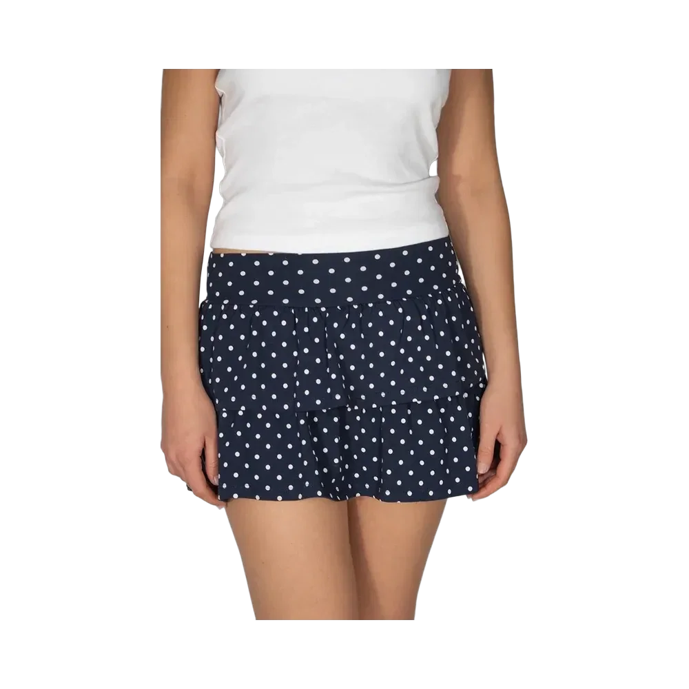 Subdued Mini Ruffle Skirt 'Polka Dots'