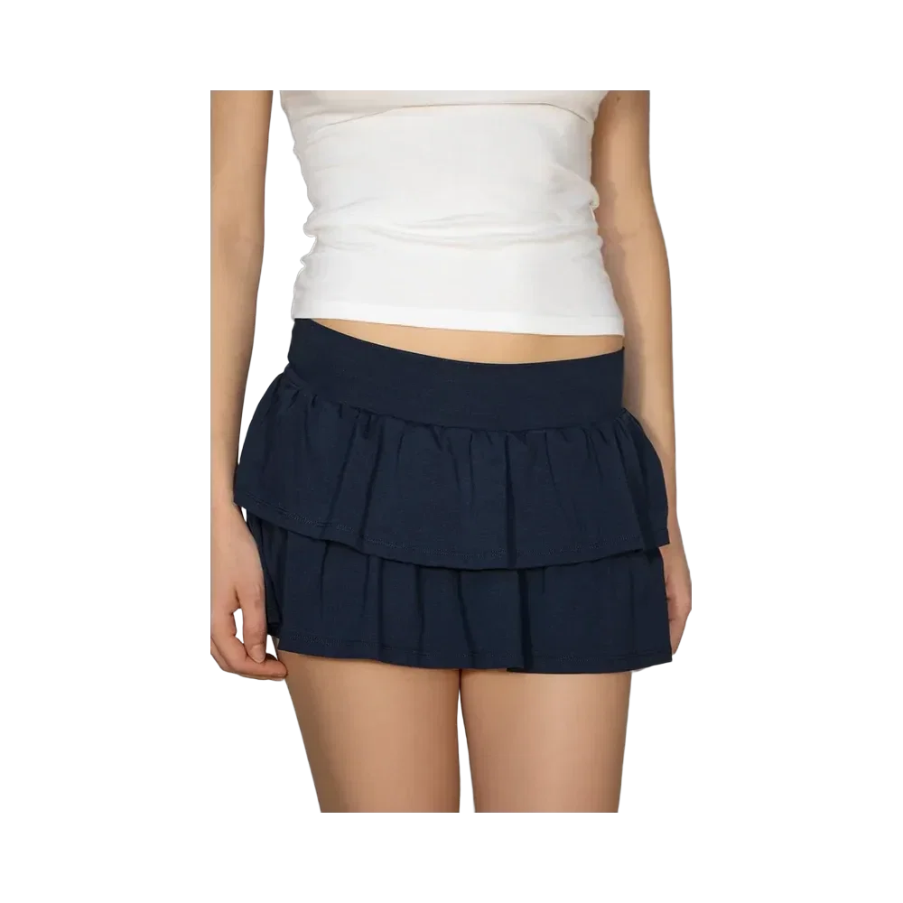 Subdued Mini Ruffle Skirt 'Blue'