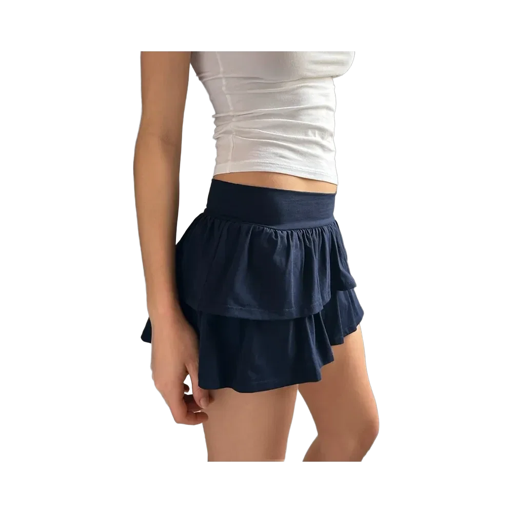 Subdued Mini Ruffle Skirt 'Blue'