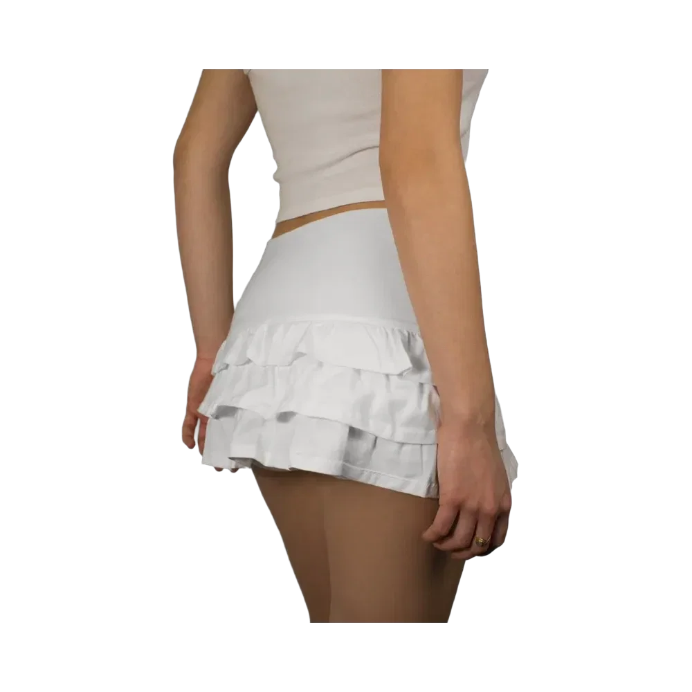 Subdued Ruffled Mini Skort 'White'