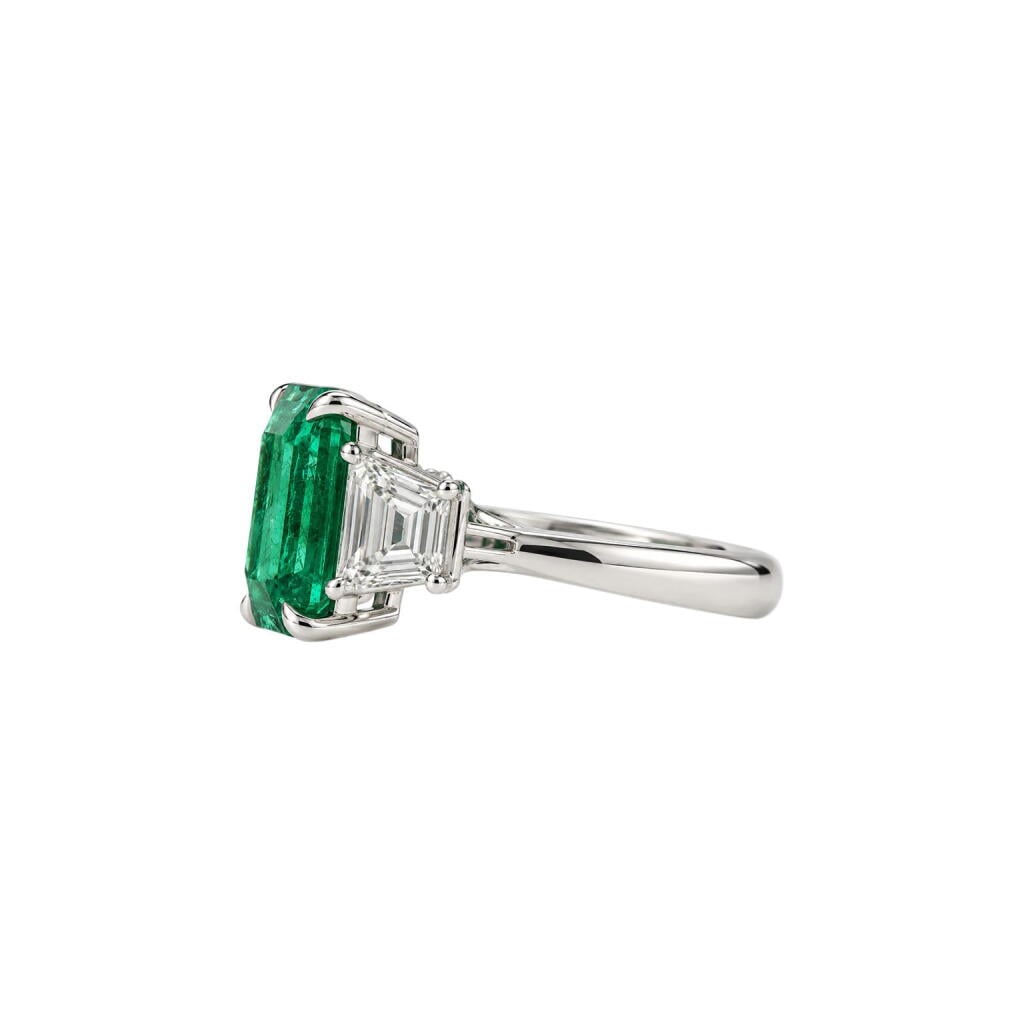Platinum, 5.78ct Zambian Emerald and Diamond Ring
