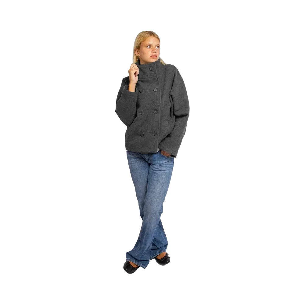 Subdued Double-Breasted Coat 'Grey'