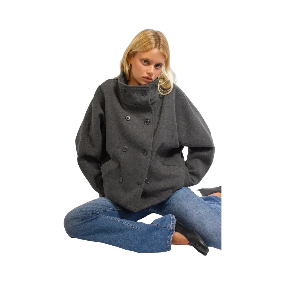 Subdued Double-Breasted Coat 'Grey'