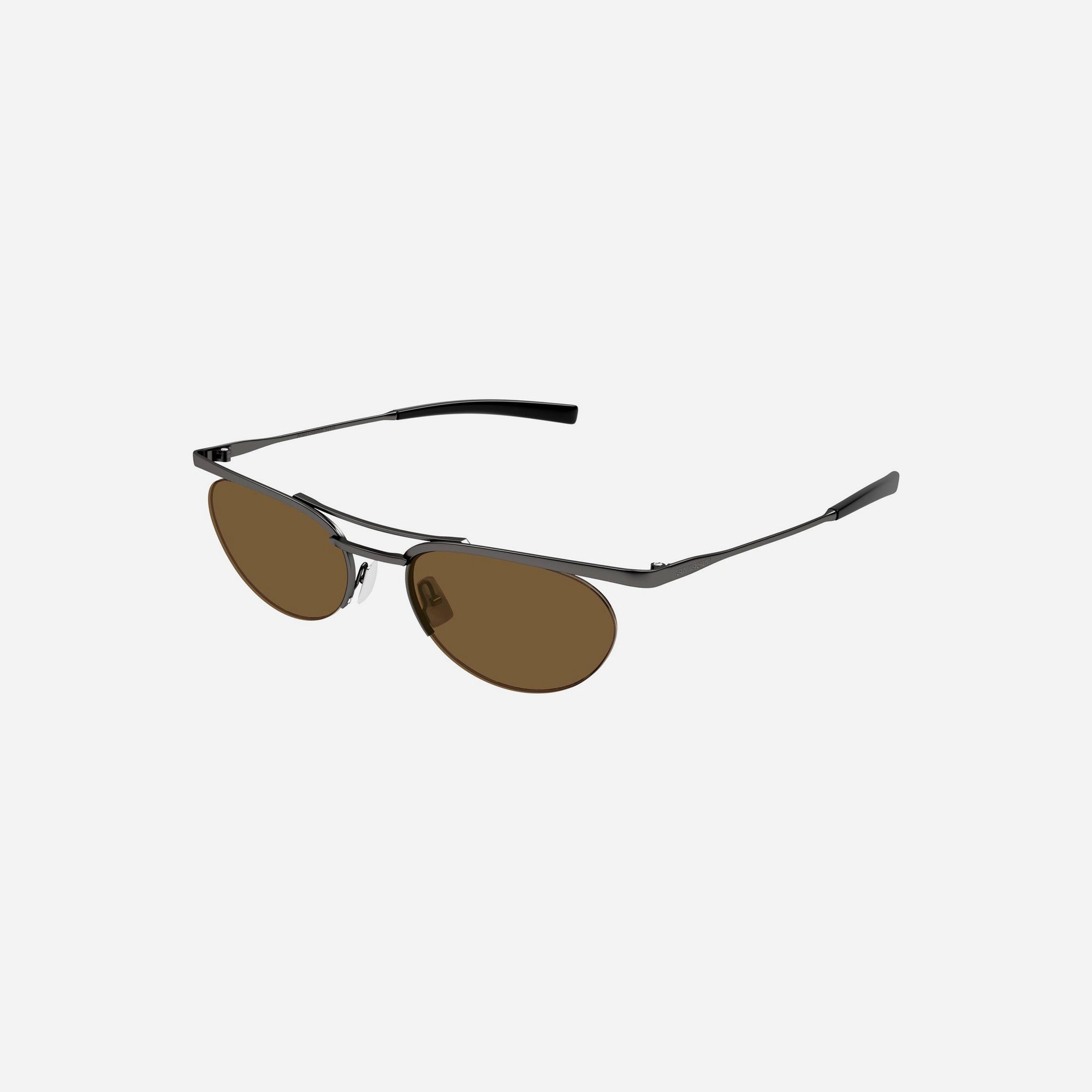 Saint Laurent Sl862 Oval Sunglasses - Ruthenium / Brown