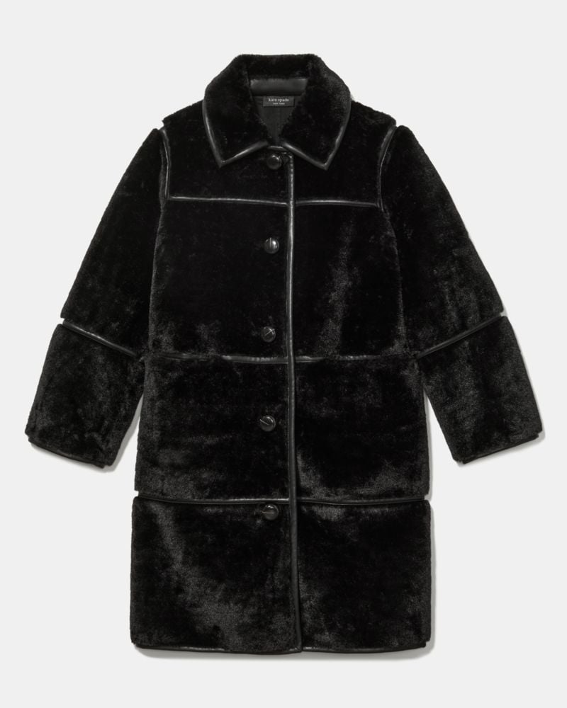 Faux Shearling Barrel Coat