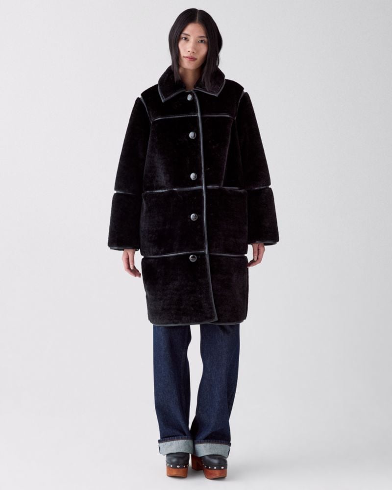 Faux Shearling Barrel Coat