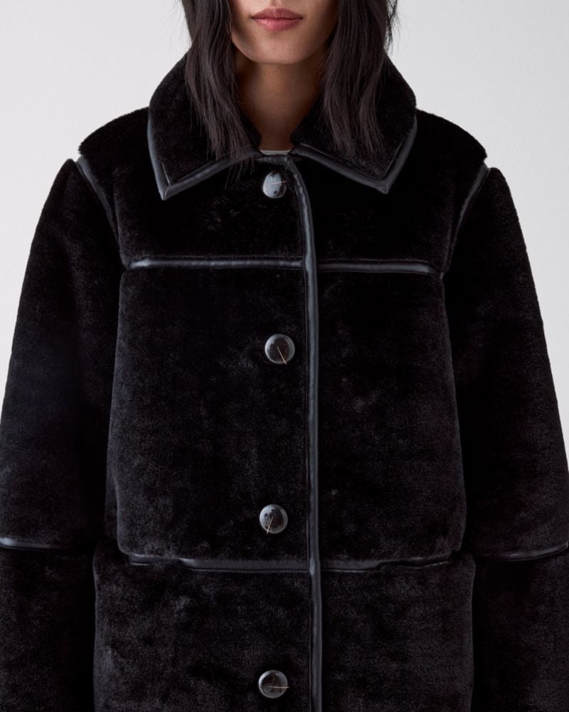 Faux Shearling Barrel Coat