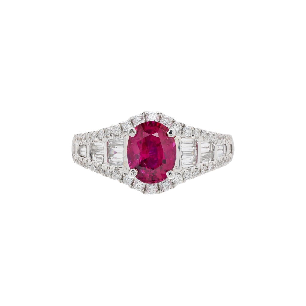 White Gold, 1.49ct Mozambique Ruby and Diamond Ring