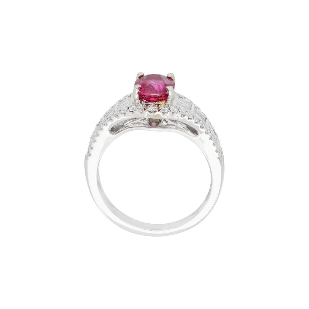 White Gold, 1.49ct Mozambique Ruby and Diamond Ring