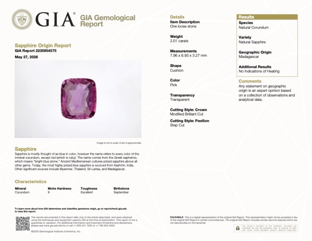 Rose Gold, 2.01ct Madagascar Pink Sapphire and Diamond Ring