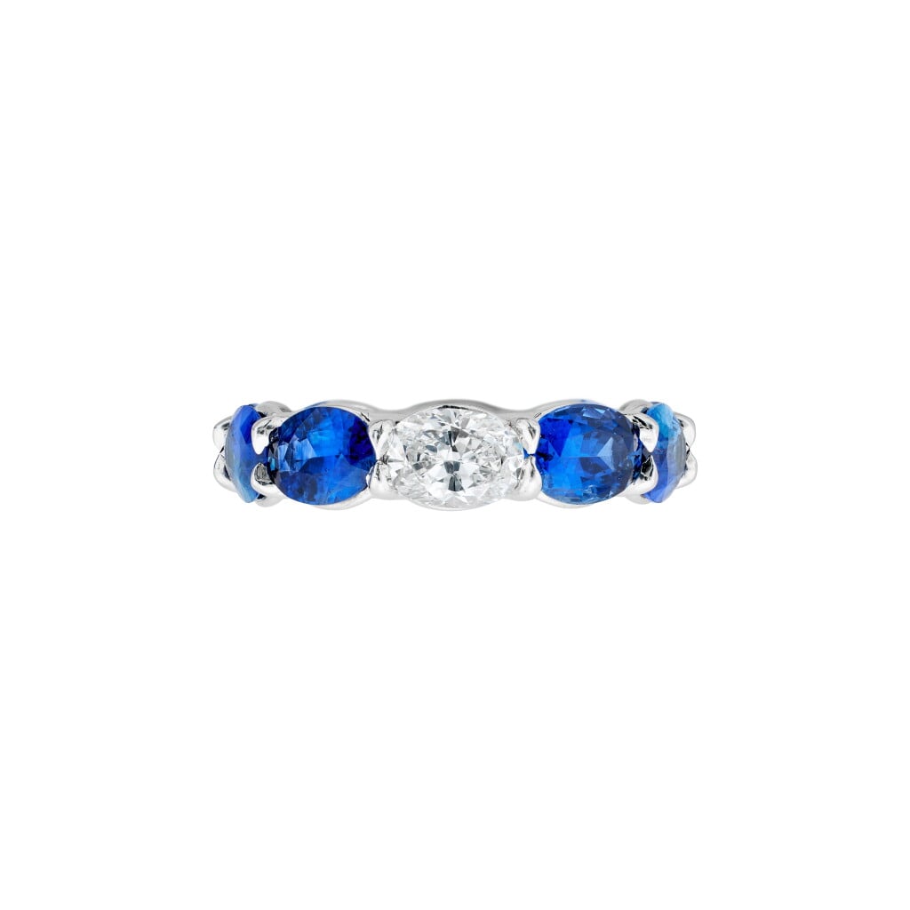Platinum, 8.10ctw Sapphire and Diamond Eternity Band Ring